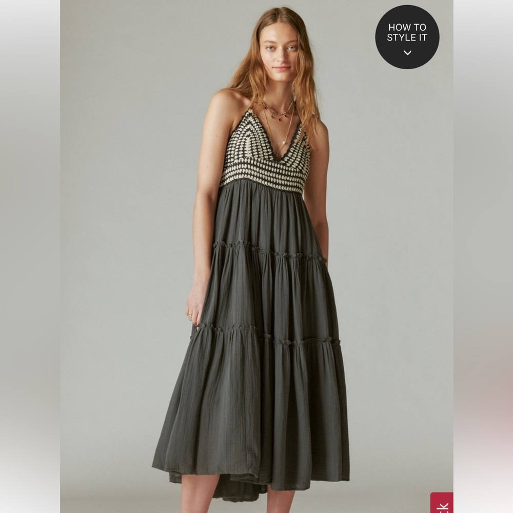 Lucky Brand / Crochet Trim Maxi dress